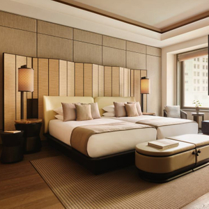 مجموعة غرفة نوم بحجم كينغ الفاخرة الحديثة 2025 High 5 Star Resort Hotel Furniture عالي الجودة خشبية/نسيج للشقة المنزلية